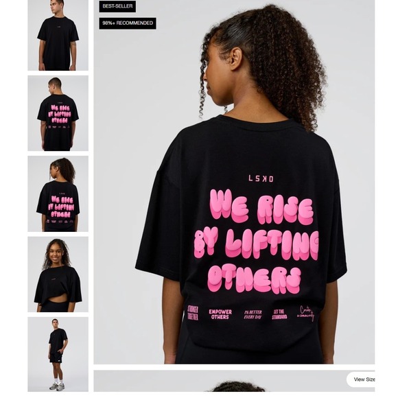 Lskd Other - LSKD Together We Rise FLXCotton Oversized Tee Black Candy Pink Large NWT NEW
